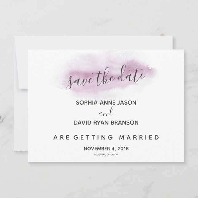 Save The Date Charme Calligraphie Aquarelle rose Enregistrer La  (Devant)