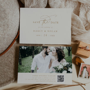 Save The Date Charme élégant ivoire et mariage d'or Enregistrer 