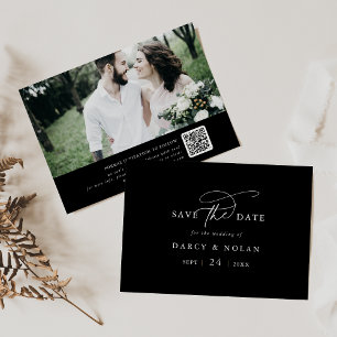 Save The Date Charme Élégant Noir Noir Noir Noir Mariage Enregis