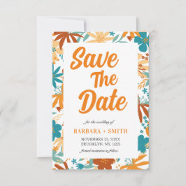Save The Date Charme rétro Abstrait Gras brillant Fleur sauvage