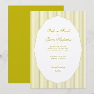 Save The Date Chartreuse Élégant Classique Mariage à rayures