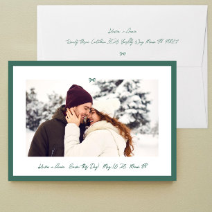 Save The Date Chasseur vert moderne Petit nœud Photo Sauvegarder