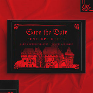Save The Date Château gothique de vampire frontière mariage noir