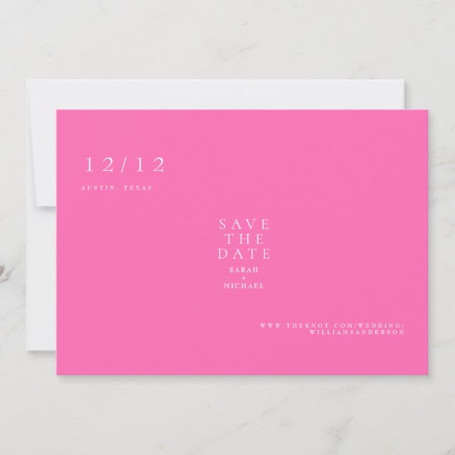 Save The Date Chaud rose simple texte Mariage seulement Enregist (Devant)