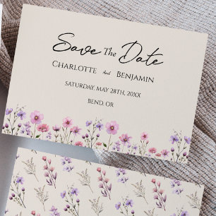 Save The Date Chaussure de mariage plate beige à fleurs modernes