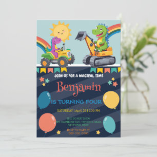 Save The Date Cher dinosaure tracteur ballon garçon école HBD