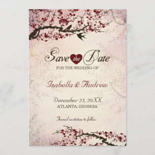 Save The Date Cherry Blossom et Inséparables Enregistrer la date