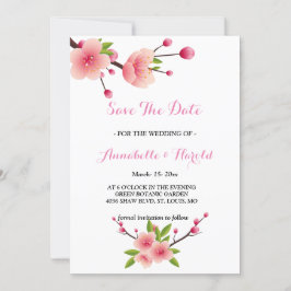Save The Date Cherry Blossom rose Blanc floral enregistrer la da