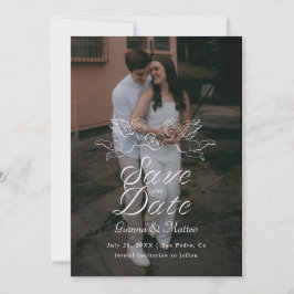 Save The Date Cherub Cupid Couple Holding Heart Wedding Photo