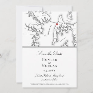 Save The Date Chesapeake Bay Beach Club Élégant noir blanc