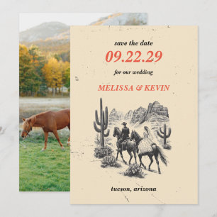 Save The Date Cheval Canyon Couple Enregistrer la date