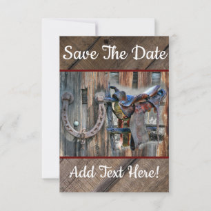 Save The Date Cheval Saddle Horseshoe Rustique Western Enregistr