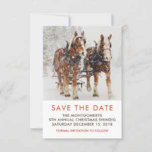 Save The Date Cheval tiré Sleigh Scène de Noël Enregistrer la da
