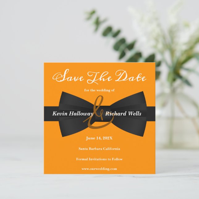 Save The Date Chic Black Cravate Mariage Gay Enregistrer La Date (Debout devant)