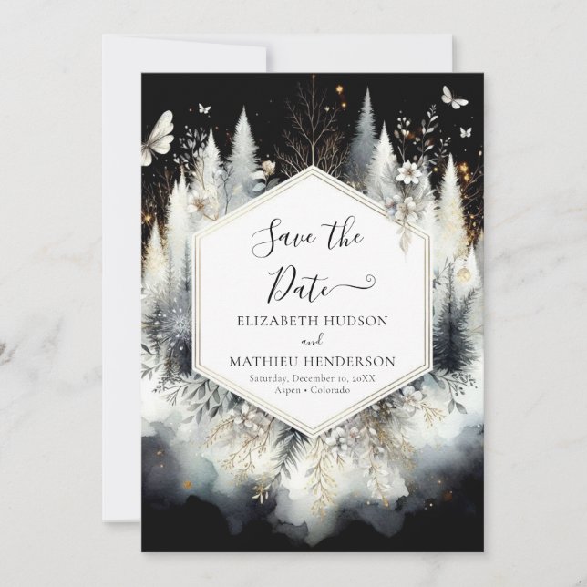 Save The Date Chic Boho Mariage forestier enchanté (Devant)