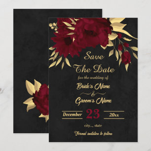 Save The Date Chic bordeaux et or noir
