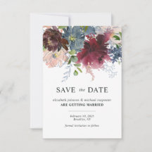 Chic Bourgogne Bleu Poussiéreux Floral Aquarelle M