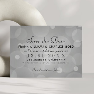 Save The Date Chic Bulles de Champagne Grises Platine Mariage