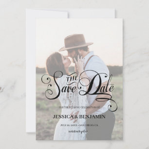 Save The Date Chic Calligraphie Faux Vellum Effet Mariage photo