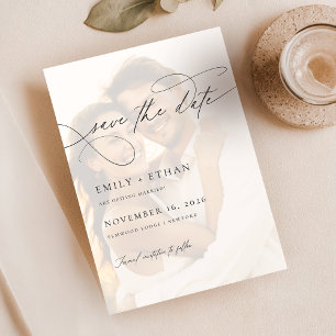 Save The Date Chic Calligraphie Script superposition Mariage pho