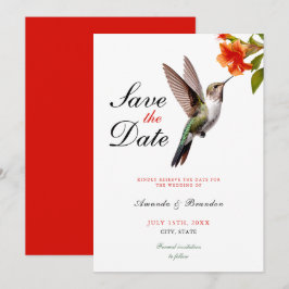 Save The Date Chic colibri et Mariage de fleurs orange