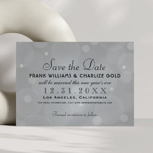 Save The Date Chic Étoiles Bulles Gris Platine Mariage