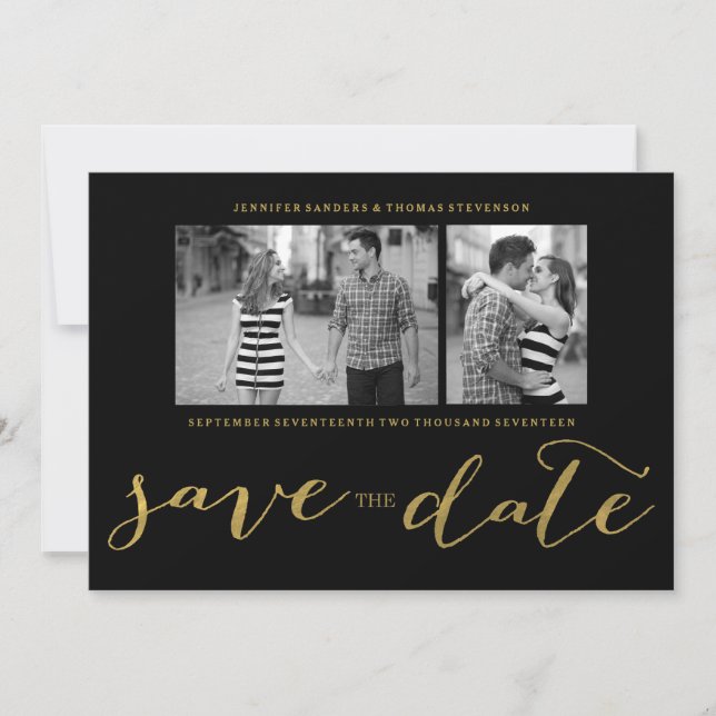 SAVE THE DATE CHIC FAUX OR MANCHE | ENREGISTRER LA DATE (Devant)