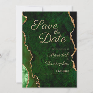 Save The Date Chic Gold Green Agate Wedding Enregistrer la date