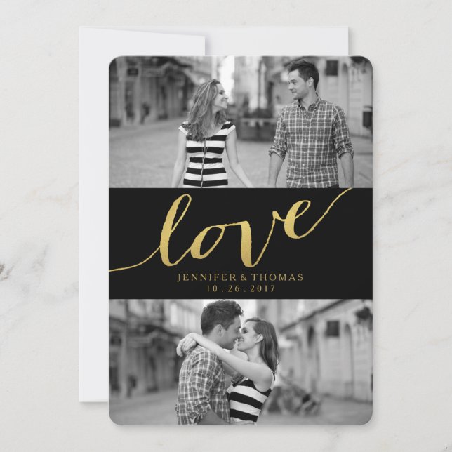 SAVE THE DATE CHIC GOLD LOVE | RÉSERVEZ LA DATE (Devant)