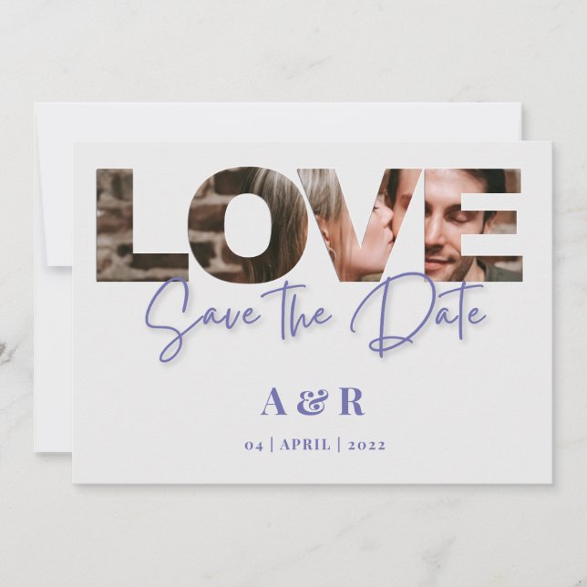 Save The Date Chic Love Lettres Photo Cutout Enregistrer La Date (Devant)