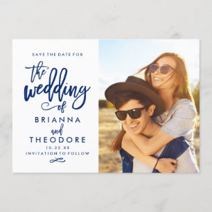 Save The Date Chic Main Lettré Enregistrer La Date Photo Marine