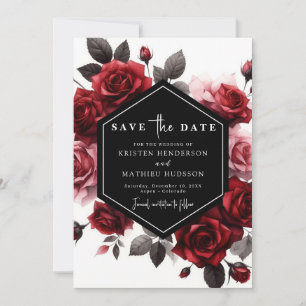 Save The Date Chic minimaliste Crimson Mariage rouge