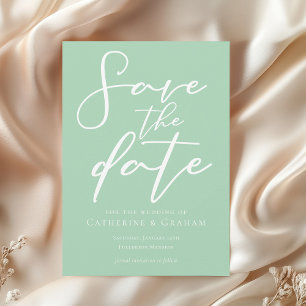 Save The Date Chic Mint Green Typographie blanche Printemps