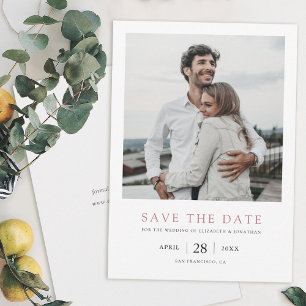 Save The Date Chic Modern Rose Gold Photo Wedding Enregistrer la