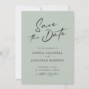 Save The Date Chic Moderne Calligraphie Sage Vert Simple Mariage