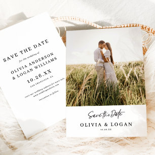 Save The Date Chic Moderne Écriture Photo Mariage Enregistrer La