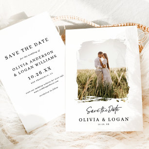 Save The Date Chic Moderne Écriture Photo Mariage Enregistrer La