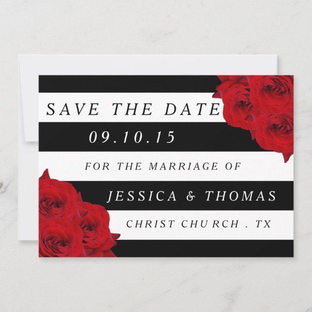Save The Date Chic Moderne Luxe Mariage Collection - Roses rouge (Devant)