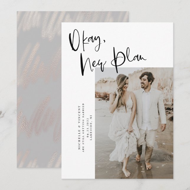 Save The Date Chic OK Nouveau Mariage (Devant / Derrière)