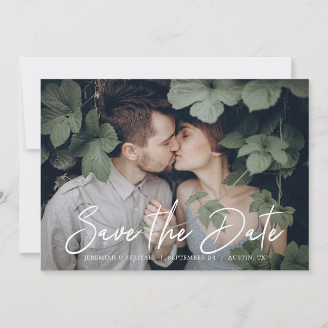 Save The Date Chic Script Faire part de photo de date de sauvega (Devant)