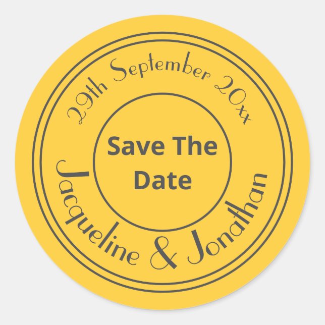 Save the Date Chic Script Names Modern Wedding Runder Aufkleber (Vorderseite)