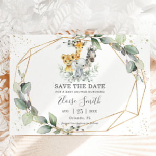 Save The Date Chic verdure Jungle Animaux Baby shower Neutre