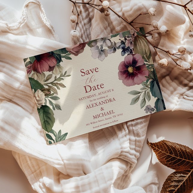 Save The Date Chic victorien Royal Floral Mariage (Créateur téléchargé)
