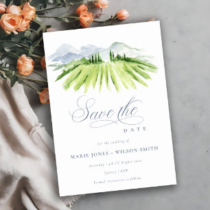 Save The Date Chic Vignoble Mountain Dusky Blue Grey