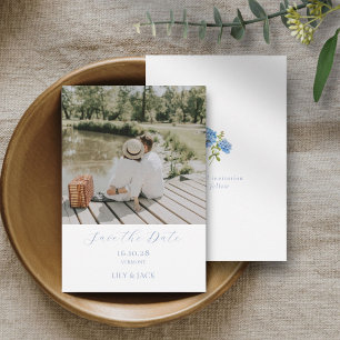 Save The Date Chic White Script Couple Photo Enregistrer La Cart