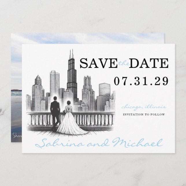 Save The Date Chicago Couple (Devant / Derrière)