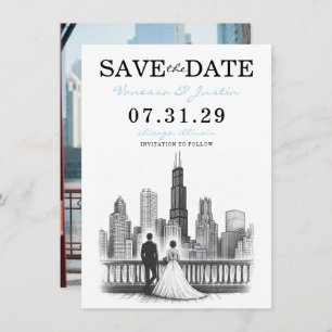 Save The Date Chicago Couple