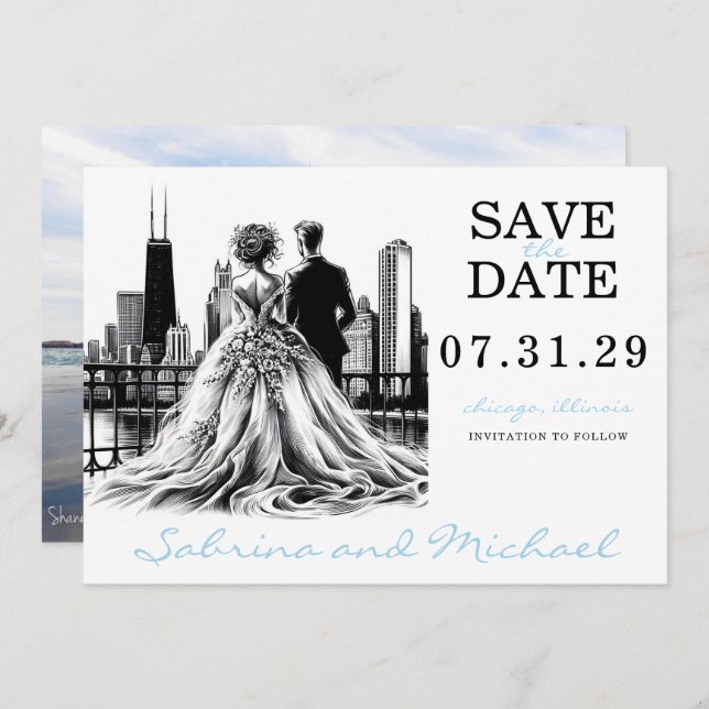 Save The Date Chicago Couple (Devant / Derrière)