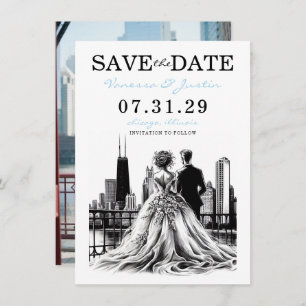 Save The Date Chicago Couple
