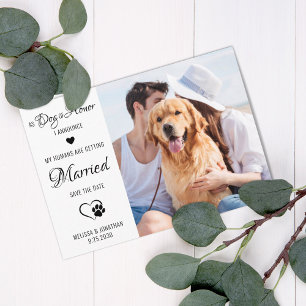 Save The Date Chien d'Honneur Photo de chien personnalisé Mariag